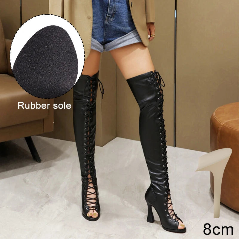 Hipstar - Over-the-knee Flared Heel Boots