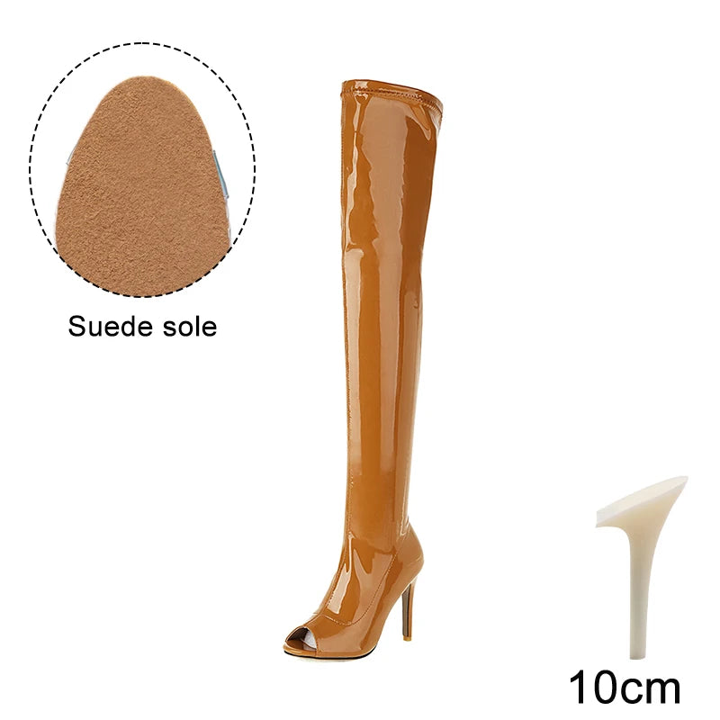 Hellcat Camel - Over-the-knee Stiletto Boots