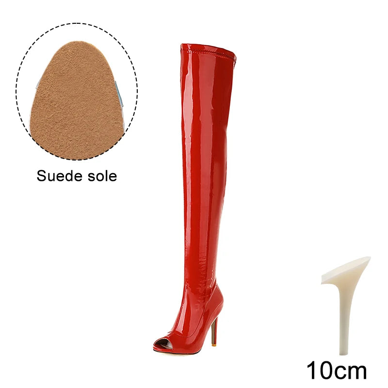 Hellcat Red - Over-the-knee Stiletto Boots