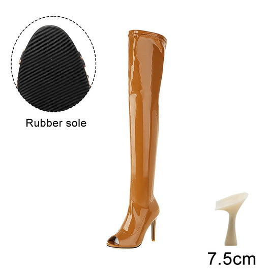 Hellcat Camel - Over-the-knee Stiletto Boots