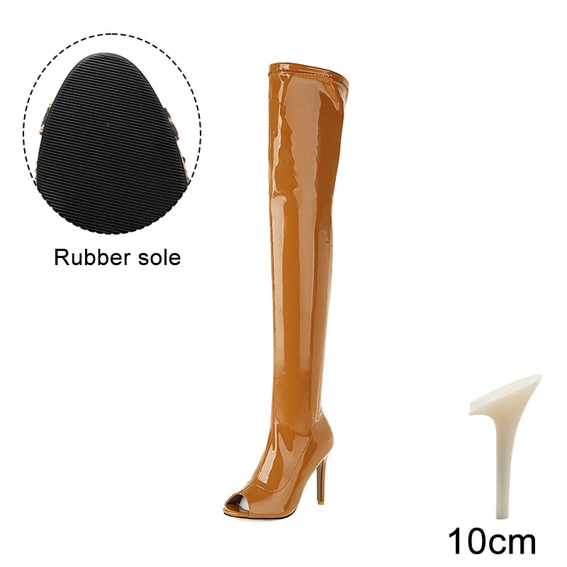 Hellcat Camel - Over-the-knee Stiletto Boots