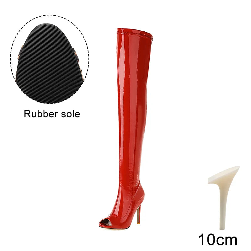 Hellcat Red - Over-the-knee Stiletto Boots