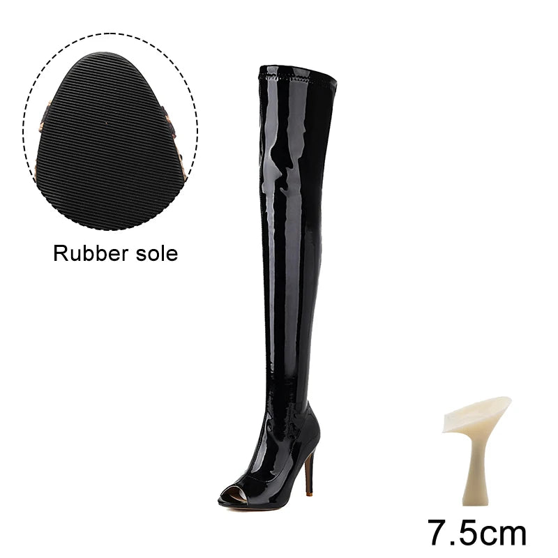 Hellcat Black - Over-the-knee Stiletto Boots