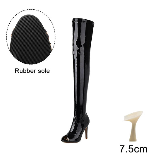 Hellcat Black - Over-the-knee Stiletto Boots
