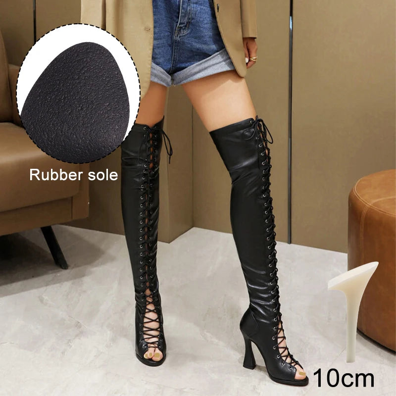 Hipstar - Over-the-knee Flared Heel  Boots