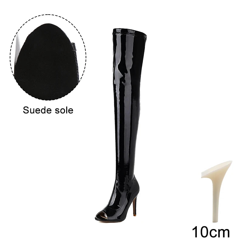 Hellcat Black - Over-the-knee Stiletto Boots