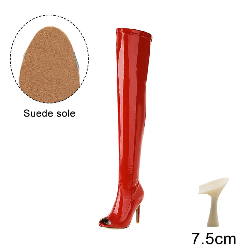 Hellcat Red - Over-the-knee Stiletto Boots