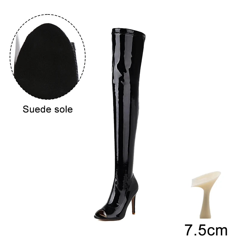Hellcat Black - Over-the-knee Stiletto Boots
