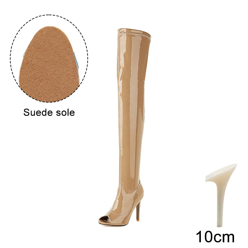 Hellcat Beige - Over-the-knee Stiletto Boots