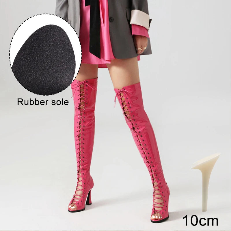 Hipstar - Over-the-knee Flared Heel  Boots