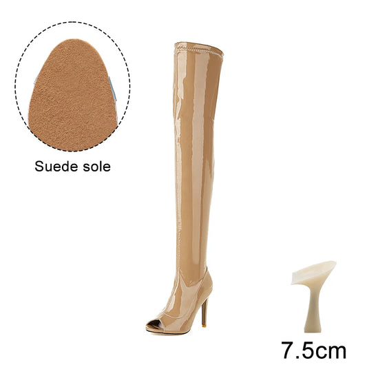 Hellcat Beige - Over-the-knee Stiletto Boots