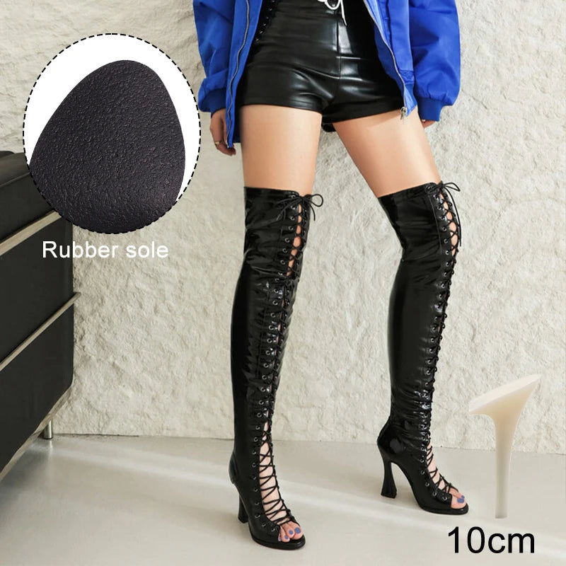 Hipstar - Over-the-knee Flared Heel  Boots